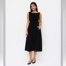 Cider VELVET BOAT NECK BOWKNOT BACKLESS MIDI DRESS RP-1 XS