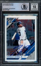 Ronald Acuna Jr. Signed 2019 Donruss Optic Card 177 Braves Auto 10 Beckett