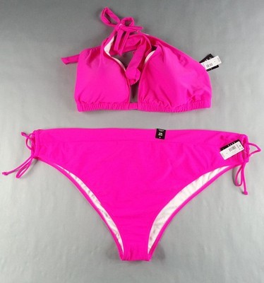 NEW NWT Torrid 2pc Swimsuit Size 5 Bikini Pink Glo Wire Free Top Cheeky Bottom