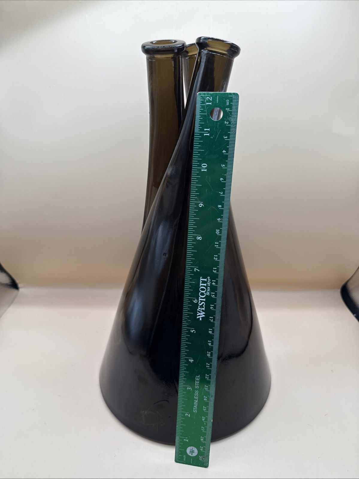 Iconic Interlocking Carafes with Three Discrete Elementś, Brown Glass