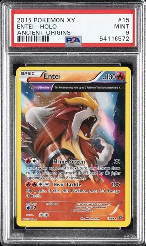 2015 POKEMON XY ANCIENT ORIGINS #15 ENTEI-HOLO PSA 9