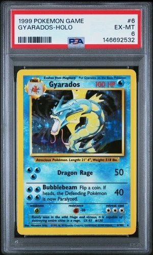1999 POKEMON BASE SET UNLIMITED #6 GYARADOS-HOLO PSA 6