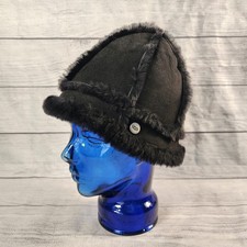UGG Australia Women Black Shearling Sheepskin Fur Hat One Size NWT 6950