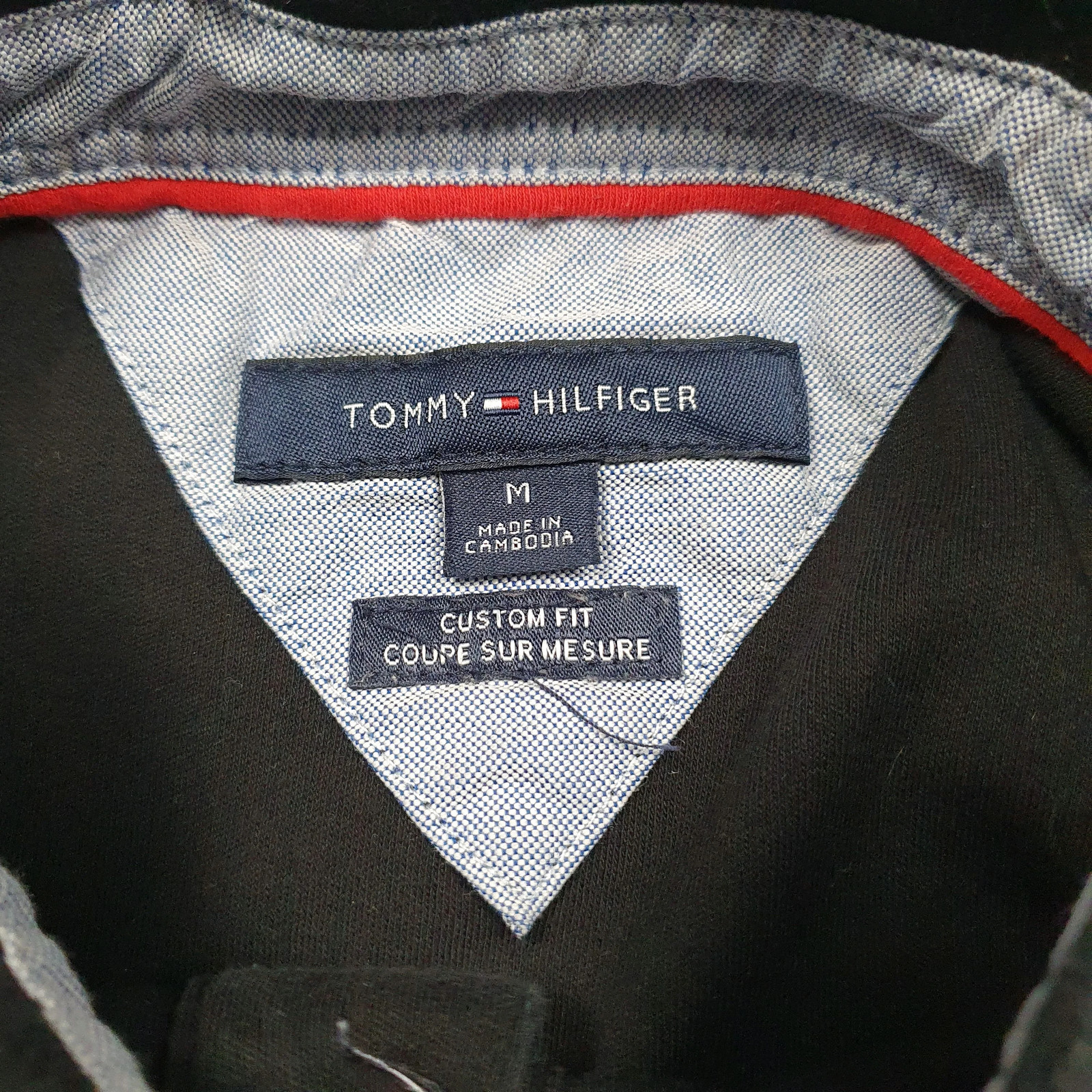 TOMMY HILFIGER Black Polo Shirt Short Sleeve Cotton Mens M image 3