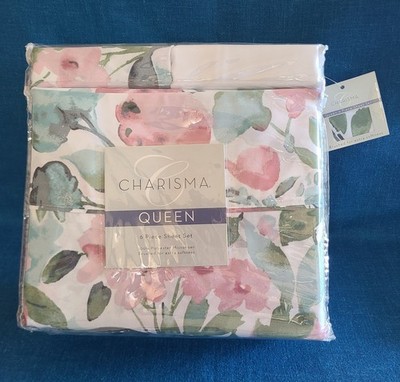 Charisma ~ Queen Microfiber Six Piece Sheet Set ~ ''Julia Dusty Rose'' Floral NIP 