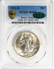 1921-D WALKING LIBERTY 50C PCGS MS 65
