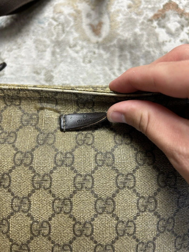 Gucci Monogram GG Supreme Flat Messenger Shoulder Crossbody Bag Brown Beige - Image 4 of 4