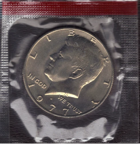 1977-D UNCIRCULATED KENNEDY HALF DOLLAR IN MINT CELLO