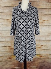 Lulu B Print Black Beige White Ruffled Front Dress Size Large 