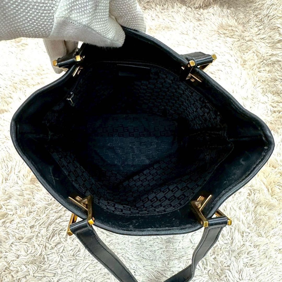 GUCCI Tote Bag Black Leather Quilted Unisex Authentic Excellent Condition thumbnail 4