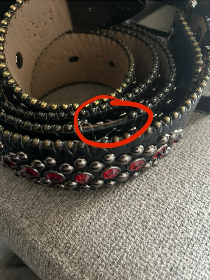 Cinturón BB Simon Kish Rojo Luz Siam Cristal Negro Rap Hip Hop 36 seminuevo Foto 4 de 4