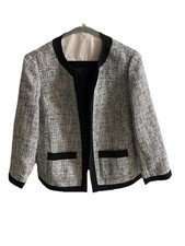 Kasper Women's Blazer Jacket Size 6P Black White Twill Lined