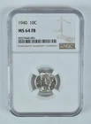 1940 Mercury Dime MS64 FB NGC Brown Label *8066