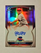 Griff McGarry 2023 1st Bowman Chrome AUTO REFRACTOR 129/499 Phillies Prospect N6