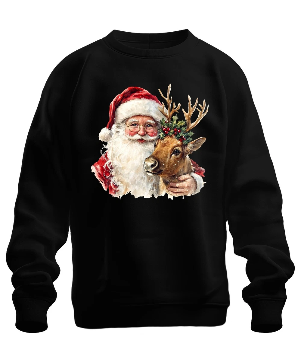 Maglione Natalizio Da Uomo, Divertente, Con Babbo Natale, Babbo Natale, Da Uomo, A Maniche Lunghe, Casual, Casual, Maglione Natalizio Unisex, Vino, L - Foto 2