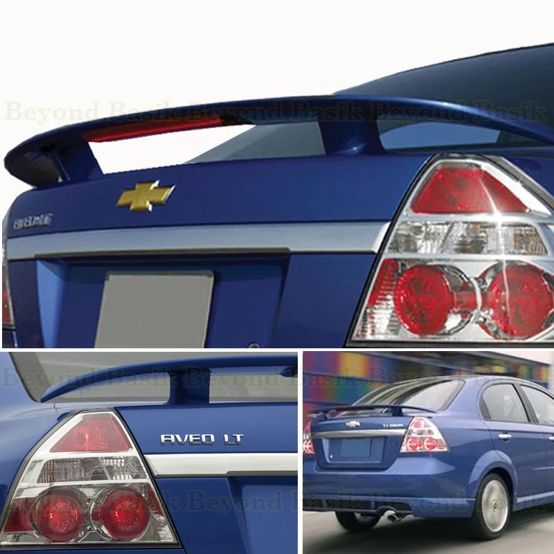 Chevy Aveo 2004-2011 sedán de 4 puertas negro mate alerón estilo fábrica con LED Foto 2 de 4