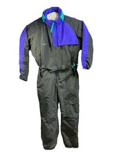 Vtg Columbia Snow Suit Men  s Large Purple Radial Sleeve Jumpsuit Bib One Piece