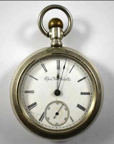 Antique 1891 Elgin 18s Pocket Watch Grade 73 – RUNNING – Silverode Case 7J