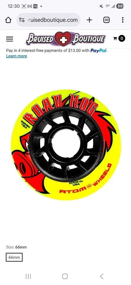 ATOM skate wheels Bright yellow neon road hog  - Image 2 of 4