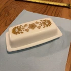 Vintage PYREX 72 B Butterfly Gold Butter Dish USA #16 No Chips Or Cracks