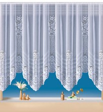 Heimtexland Gardinen Bogenstore Jacquard weiß Blumen Vorhang Kräuselband Typ27