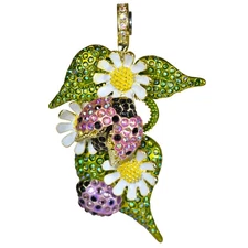 Kirks Folly Lovely Ladybug Magnetic Enhancer Goldtone Daisies & Sparkling Leaves