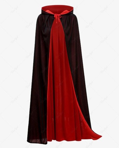 Vampire Cape Hooded Tie Cloak Halloween Onr Size US 2-10 - Picture 3 of 4