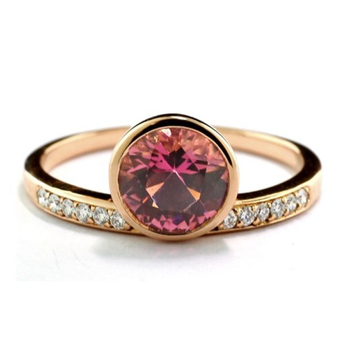 Solitär Turmalin Brillant Ring in Pink - Rosé 750er Roségold Wert 2.800 Euro - Picture 2 of 3