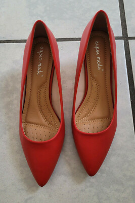 SUPER MODE Spitz-Pumps Damen Gr. 39 rot Pointed Toe Pumps Damenschuhe