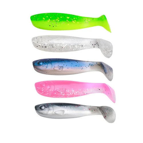 50PCS Esche da Pesca in Plastica Morbida Paddle Coda Ombreggiante Verme Esca da Nuoto Bass Trout