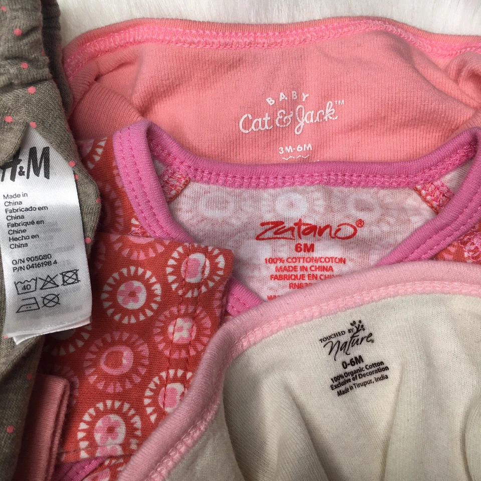 Zutano 混合品牌 6 米粉色有机棉上衣紧身衣睡袍婴儿套装 — 第 3/4 张图片