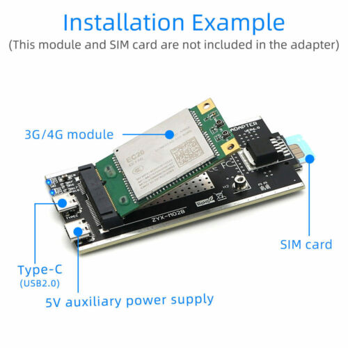 Mini PCI-E to USB 2.0(TYPE C) Adapter With SIM card Slot for WWAN/LTE Module - Picture 4 of 7