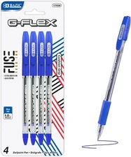 BAZIC G-Flex Blue Oil-Gel Ink Pen w/ Cushion Grip (4/Pack)