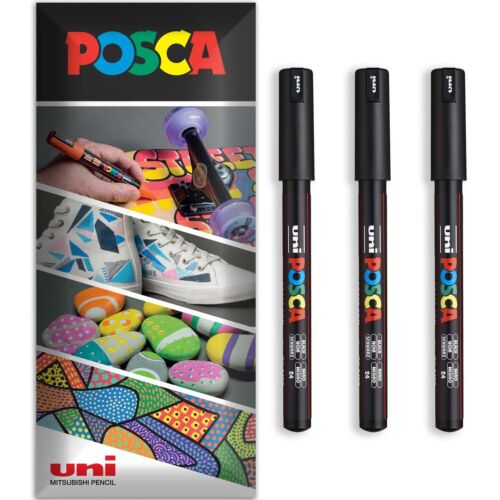 POSCA Paint Marker Pen - Water Based Permanent Multi Surface - Packs of 3 Pens - Picture 8 of 62