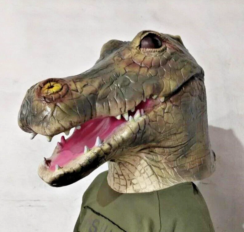 Crocodile Animal Head Full Head Latex Mask Halloween Props Cosplay Costumes - Image 2 of 4