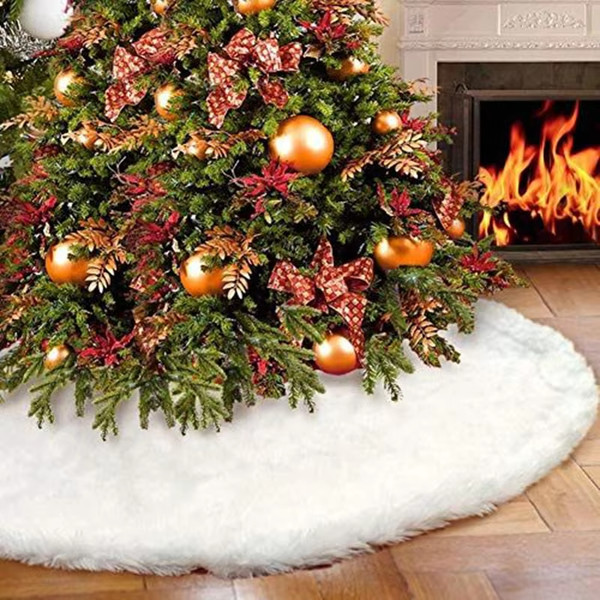 Árbol de Navidad blanco redondo alfombra de árbol adorno decorativo alfombra de Navidad