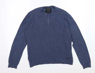 Thread Bare Herren Pullover Blau Rundhals Baumwollmischung Größe L