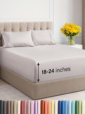 Twin XL Extra Deep Sheet Set - 4 Piece Cooling Luxury Bedding - Light Grey