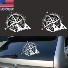 2x 10" White Compass Navigate Graphic Body Door Hood Rear Window Decal Sticker