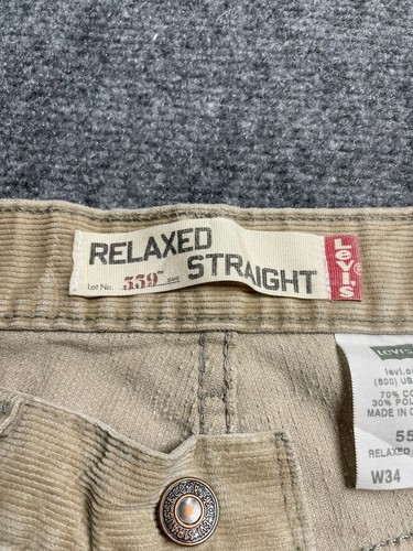 Levi's 559 Men’s Corduroy Pant Fit Relaxed Straight Leg Size W34 L32 - Picture 5 of 17