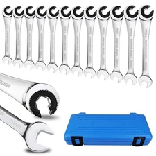 LOSCHEN Silver Metric Ratcheting Wrench Combination Wrench Set 12pcs/set 8-19mm