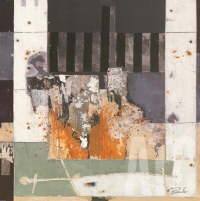 39W''x39H'' SPRING IV by KAREN PLANKER - MONTAGE COLLAGE PLASTER ABSTRACT CANVAS
