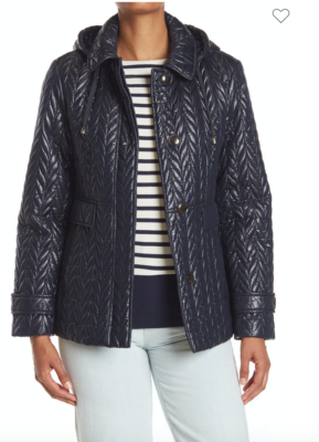 NWT Kate Spade New York Herringbone Quilted Hooded Puffer 