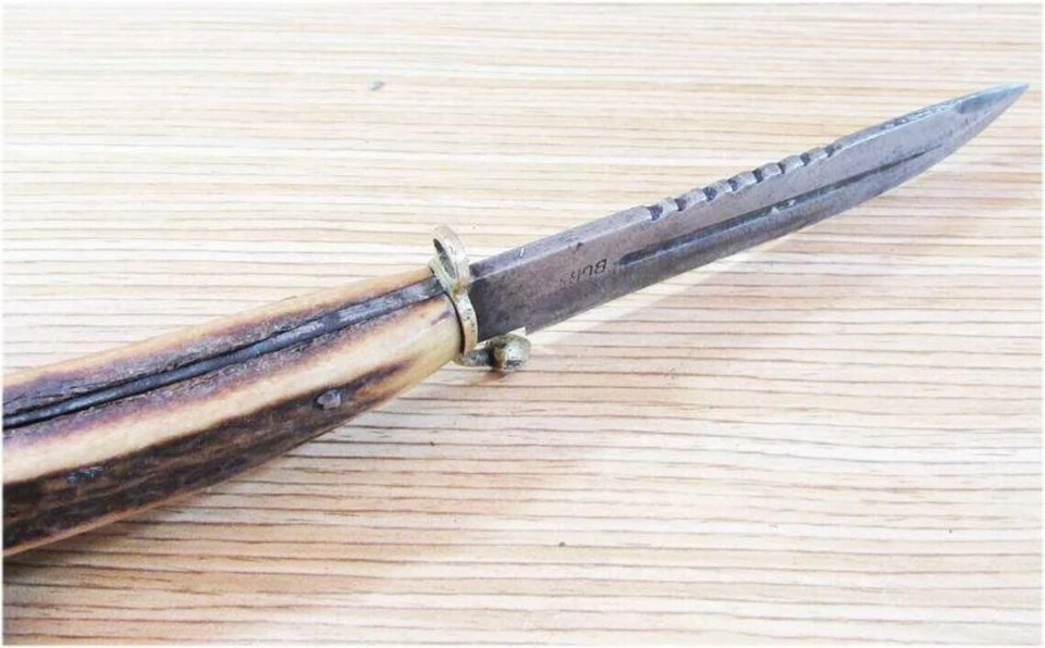 Antiguo cuchillo turco otomano, mango de cuchillo de caza hecho en Bursa vaina original Foto 4 de 4
