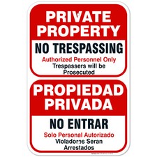 Private Property No Trespassing Sign, Authorized Personnel Only Bilingual,