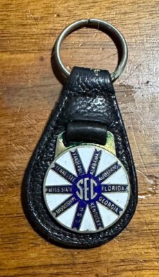 Vintage SEC Football Alabama Manhattan Windsor FOB Leather Enamel Keychain #B26