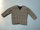 Vintage 1970s? Clone? Homemade? Barbie Ken Doll Gray W White & Navy Dots Jacket