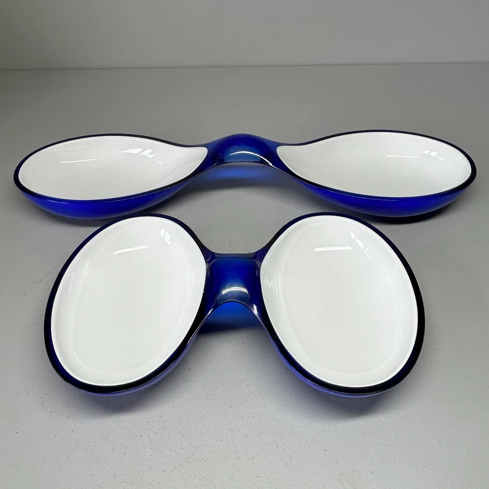 Juego de 2 Contenedores Guzzini Diseñador Starter Platos para Servir Azul EN CAJA Hecho en Italia Foto 2 de 4