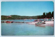 c1950's Bass Lake California CA Lakeside Camping Bathing Boating Groves Postcard