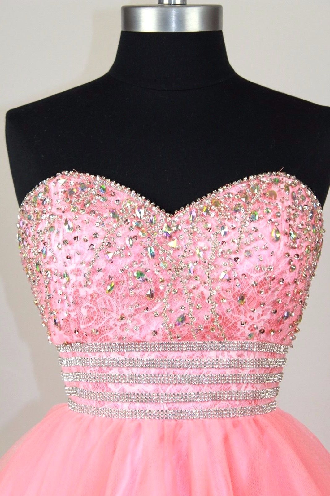 Women's SHORT Embroidery Rhinestones beaded Party prom dress